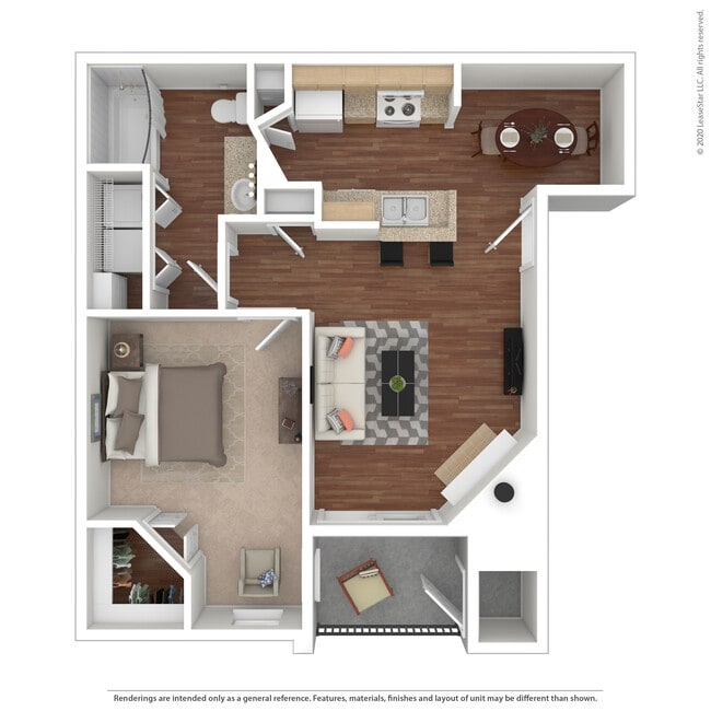1 Bed 1 Bath 724 SqFt (658 Net)