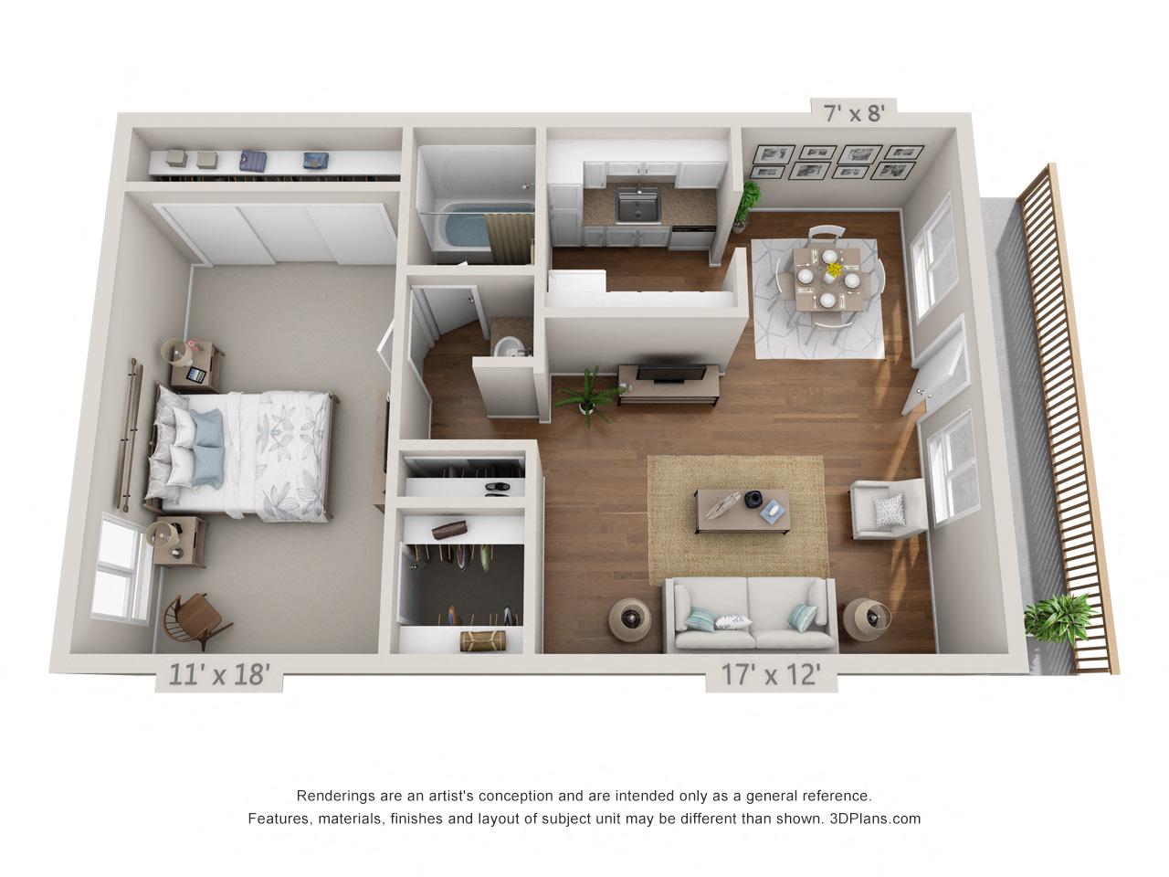1 Bedroom, 1 Bath A