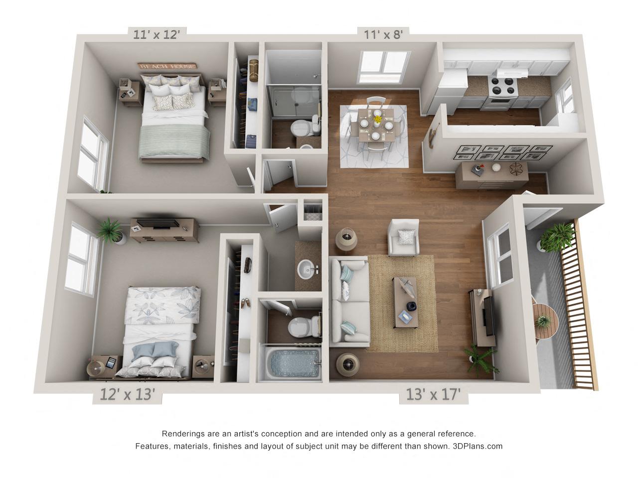 2 Bedroom, 2 Bath