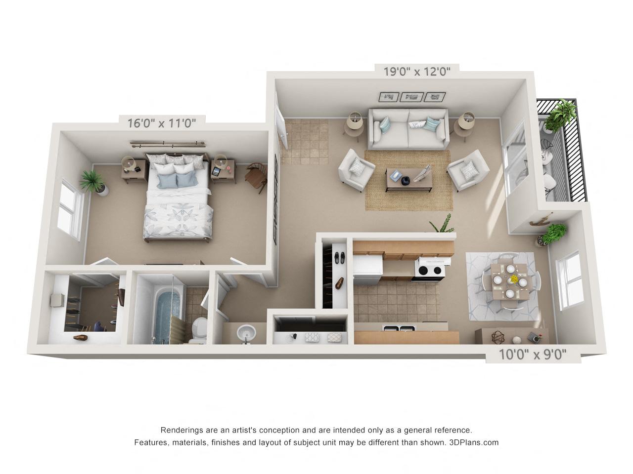 1 Bedroom, 1 Bath A