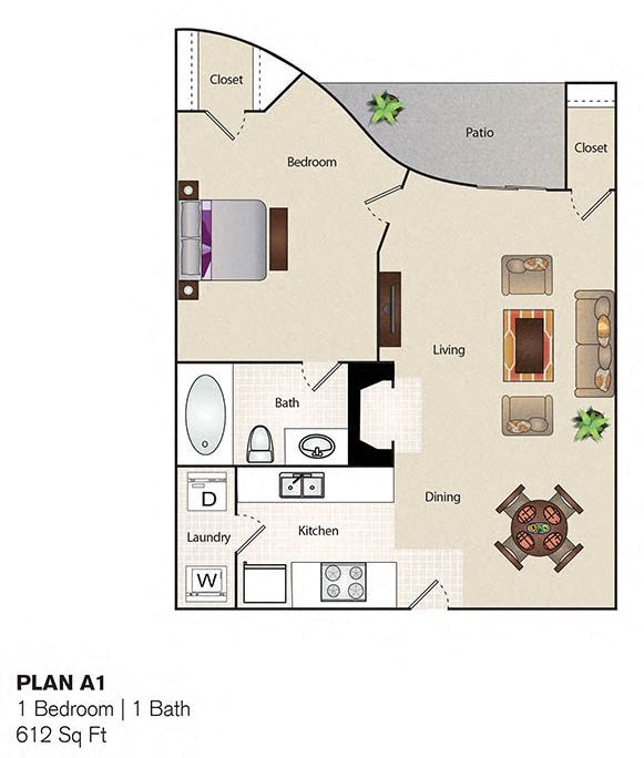 Plan A1 1 Bedroom