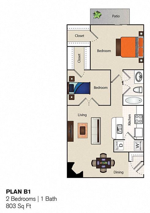 Plan B1 2 Bedroom