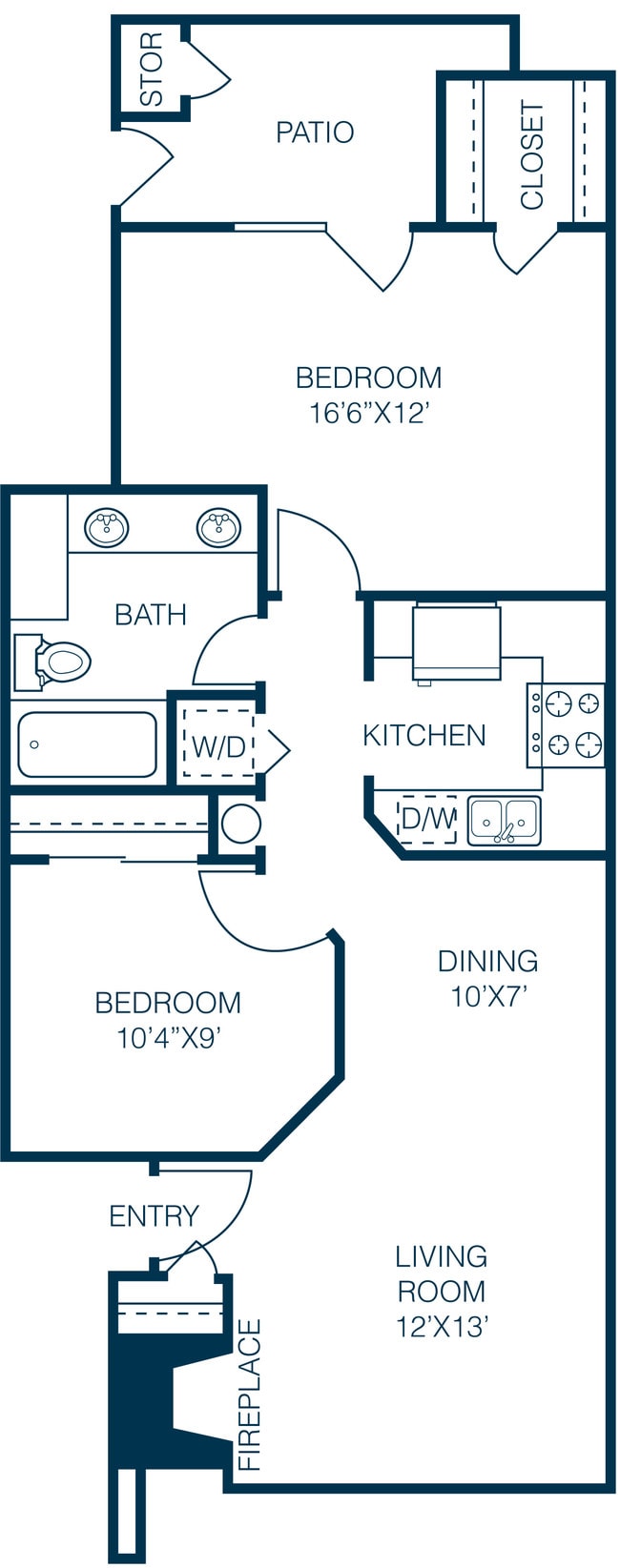 2 Bedroom 1 Bath B1