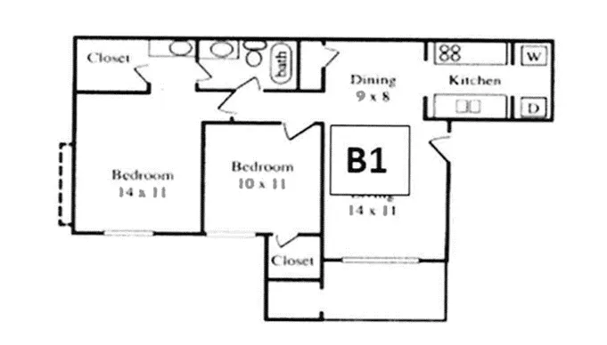 2 Bedroom 1 Bath