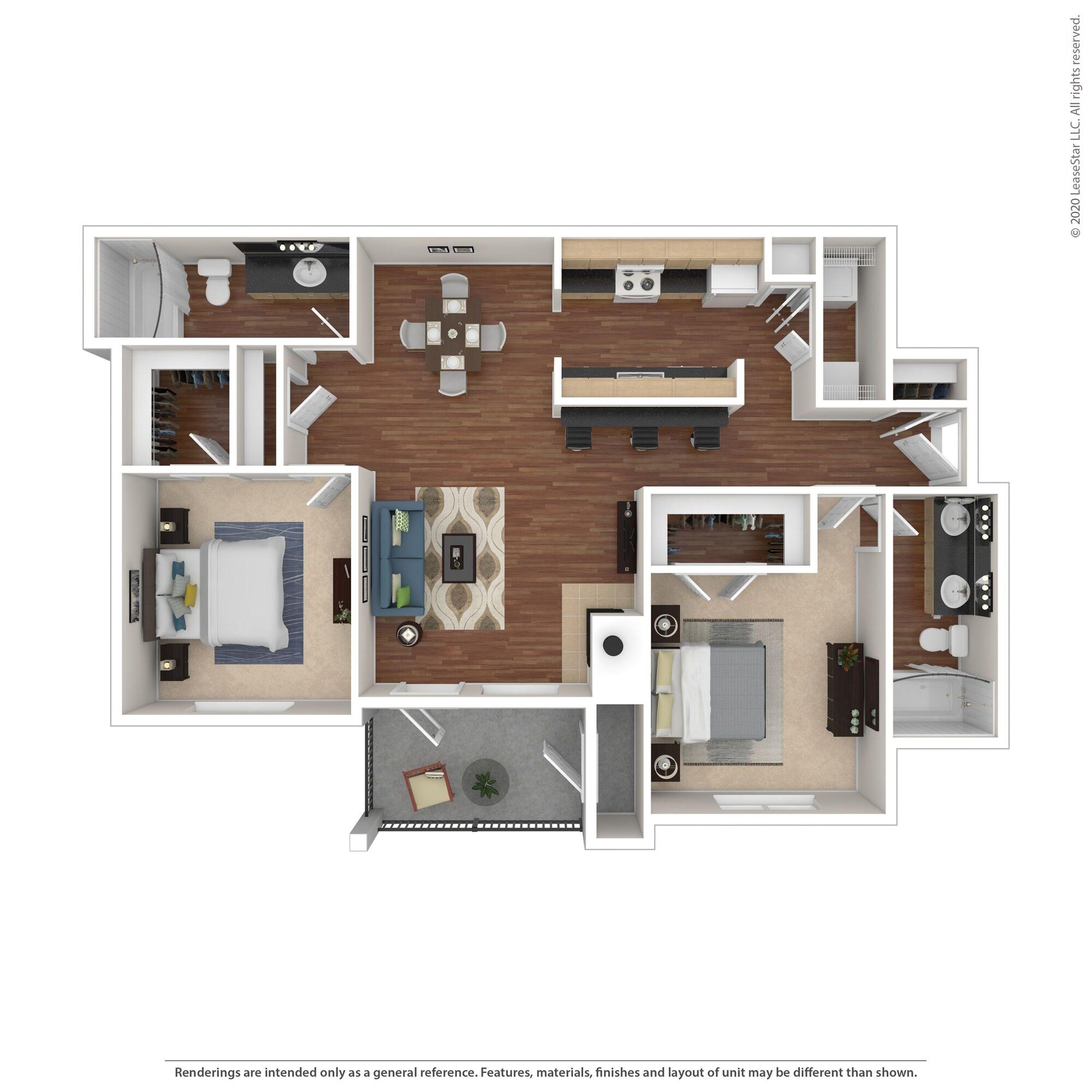 2 Bed 2 Bath 1128 SqFt (1030 Net)