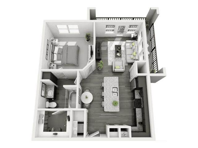 1 Bed, 1 Bath D