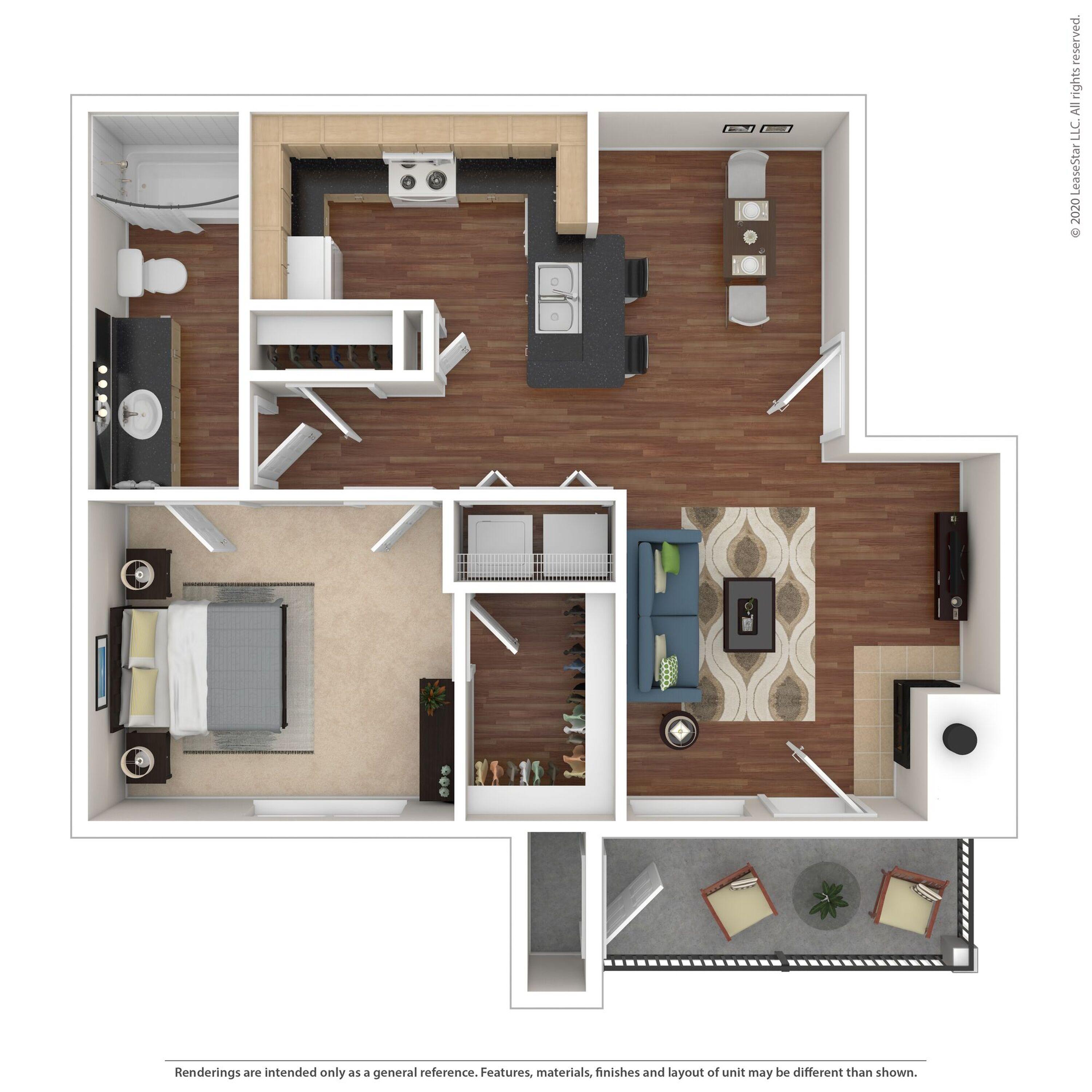 1 Bed 1 Bath 739 SqFt (659 Net)