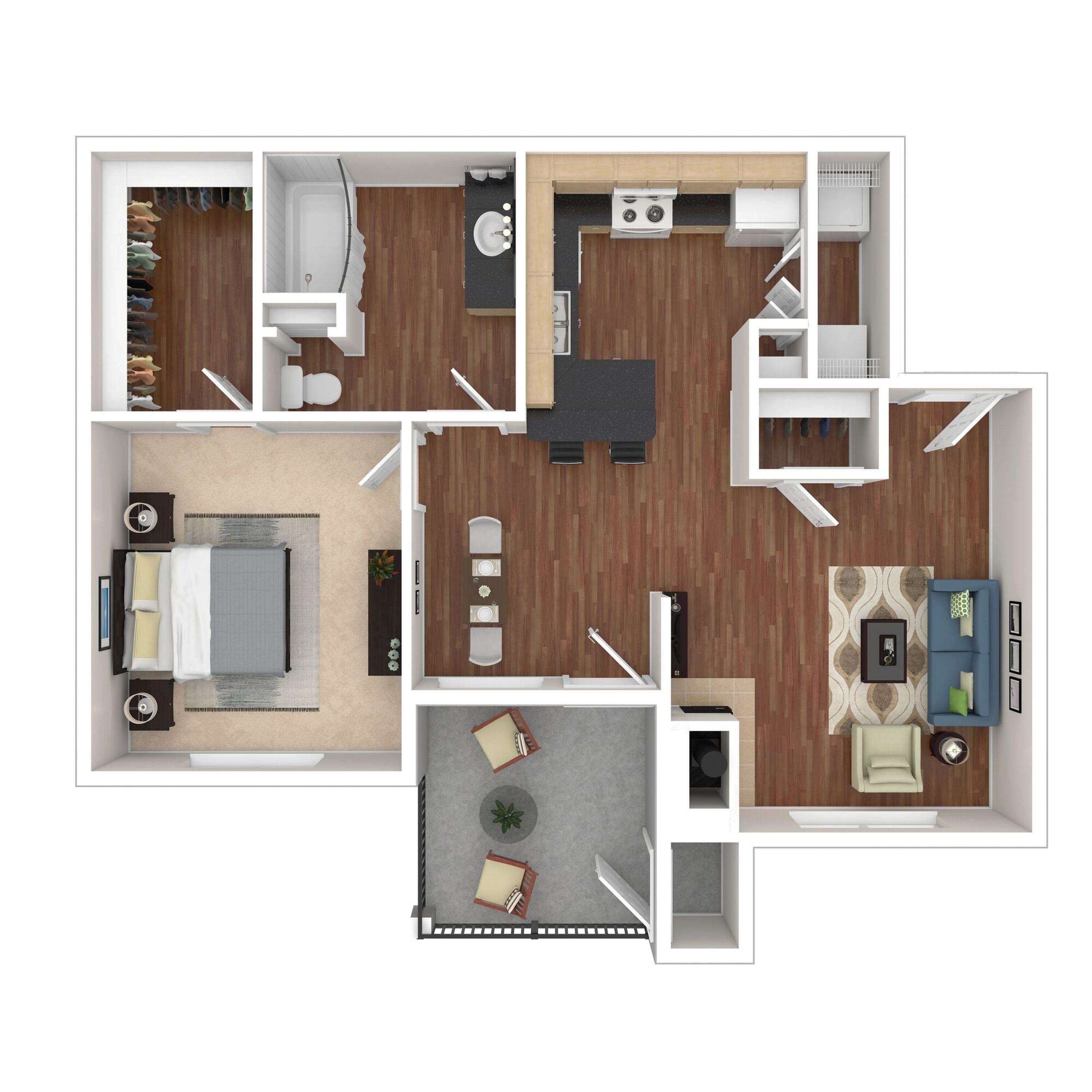 1 Bed 1 Bath 857 SqFt (757 Net)