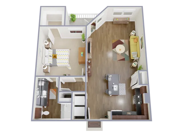 1 Bed, 1 Bath C (80% Income Restricted)