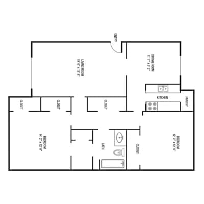 2 Bedroom 1 Bath