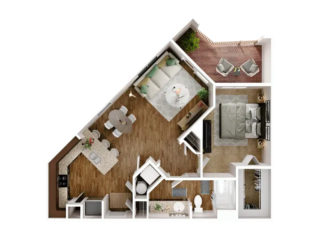 1 Bed, 1 Bath B (80% Income Restricted)