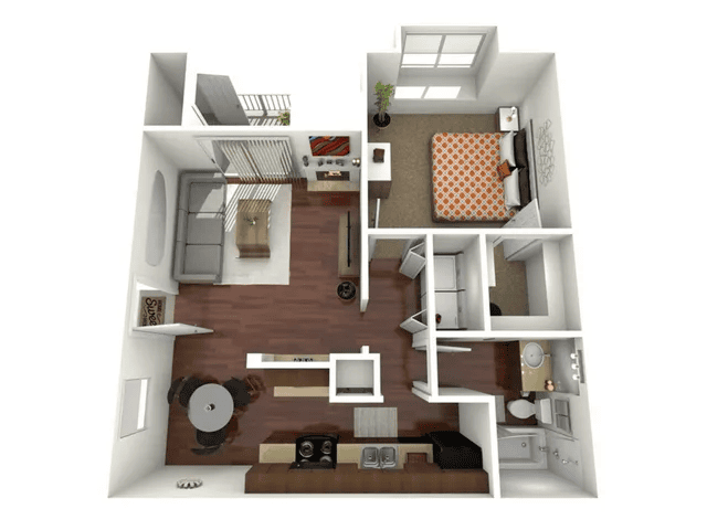 1 Bed, 1 Bath B (80% Income Restricted)