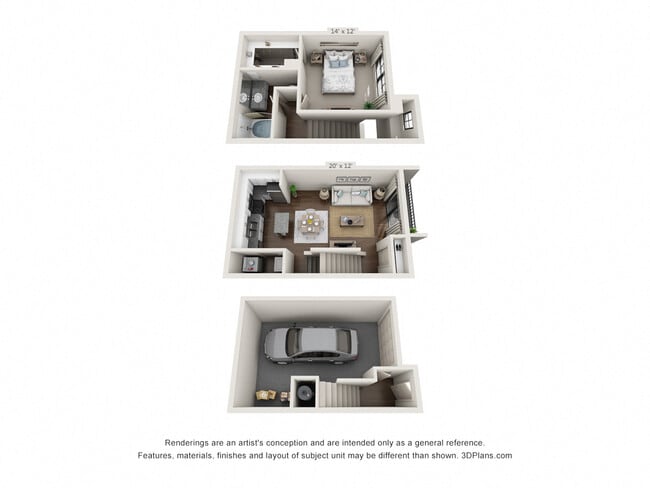1 Bedroom, 1 Bath (1 Car Garage)