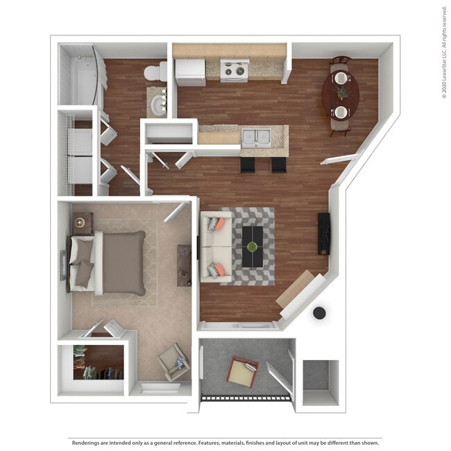 1 Bed 1 Bath 713 SqFt (650 Net)
