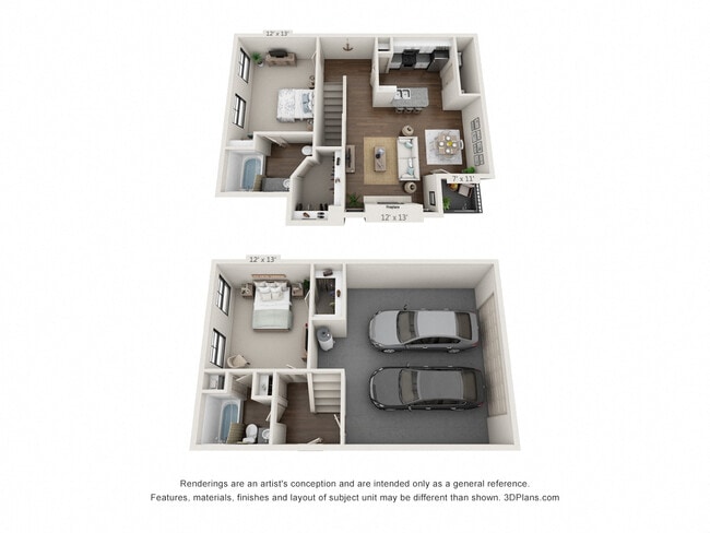 2 Bedroom, 2 Bath (2 Car Garage)