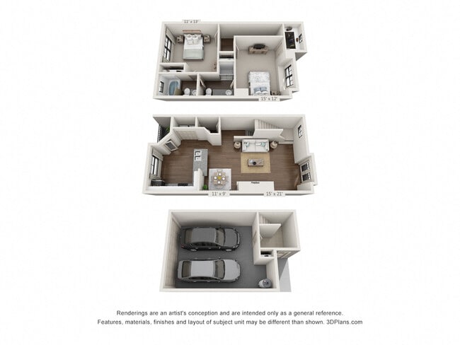 2 Bedroom, 2 1/2 Bath (2 Car Garage)