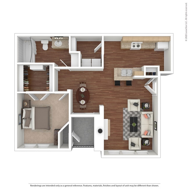 1 Bed 1 Bath 827 SqFt (754 Net)