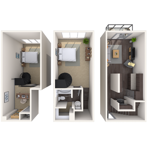 DUAL LEVEL 0X1 778 SF