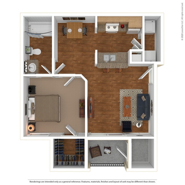 1 Bed 1 Bath 722 SqFt (650 Net)