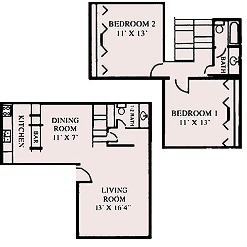 2 Bedroom 1.5 Bath Townhome