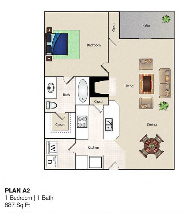 Plan A2 1 Bedroom