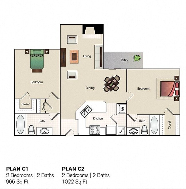 Plan B2 - 2 Bedroom