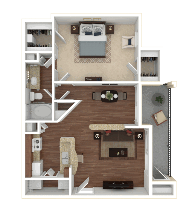 1 Bed 1 Bath 843 SqFt (739 Net)