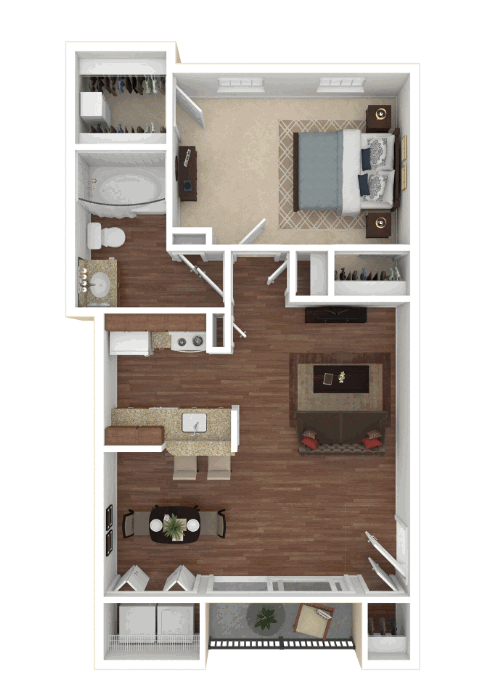 1 Bed 1 Bath 701 SqFt (663 Net)