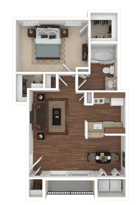 1 Bed 1 Bath 708 SqFt (676 Net)
