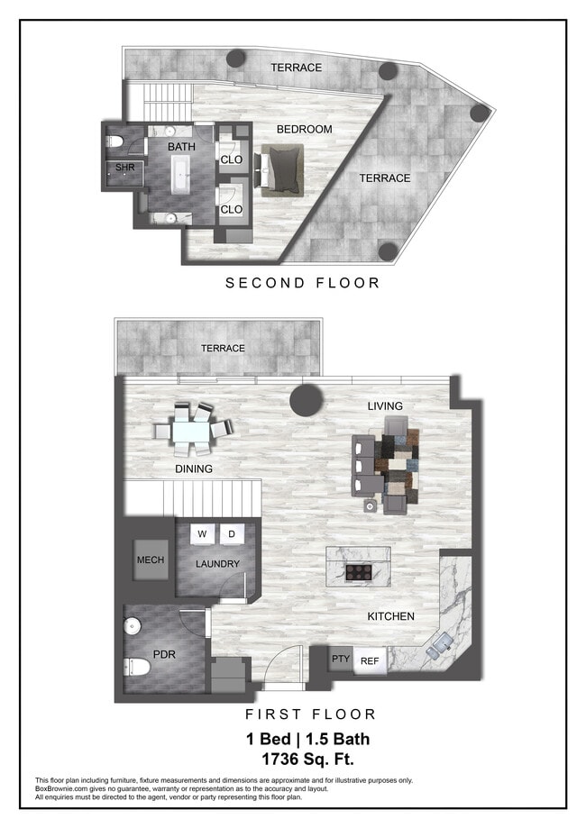 1 bed/1.5 bath