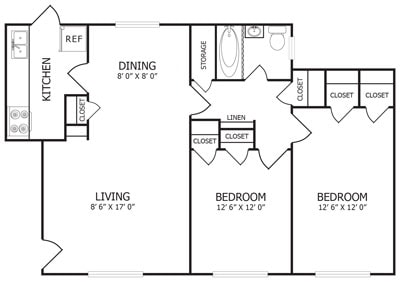 2 Bedroom 1 Bathroom