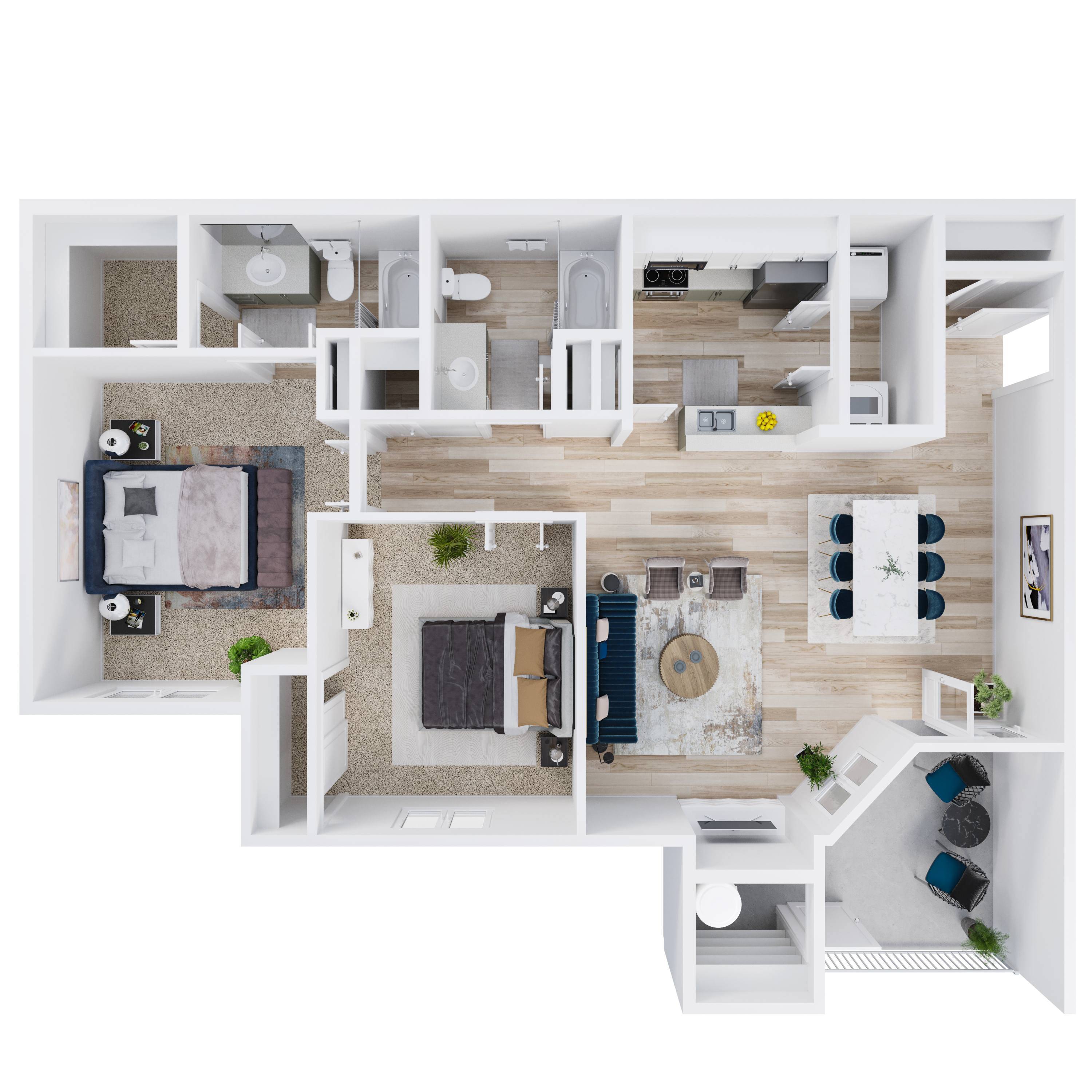 2 Bed 2 Bath A